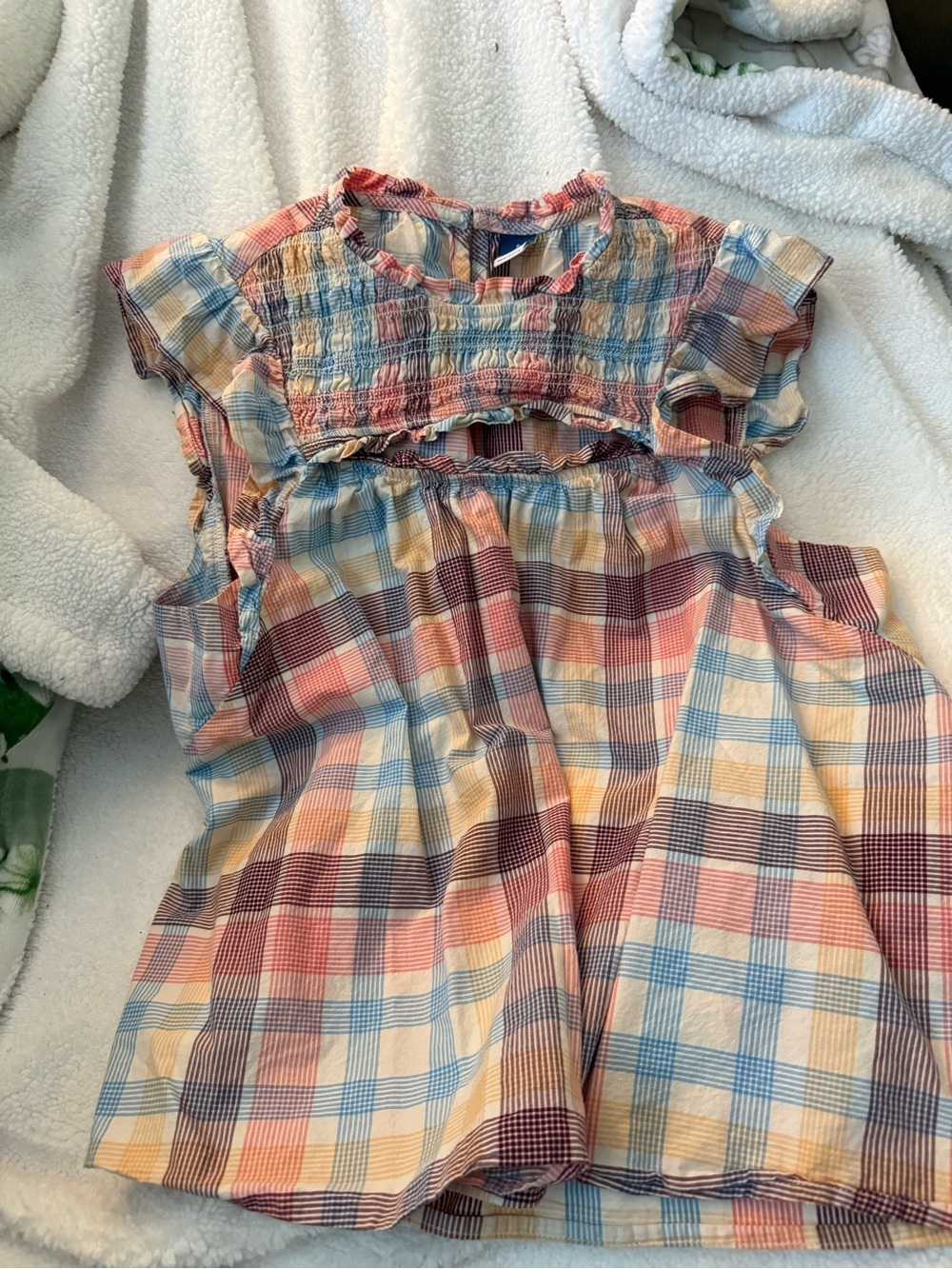 Plaid ruffle shirt
